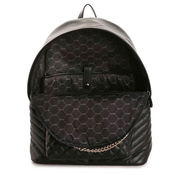 Aldo With Attached Wallet Black Quilted Leathergold Backpack main image 5